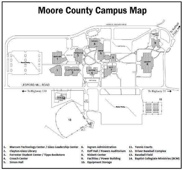 Map of Moore County Campus